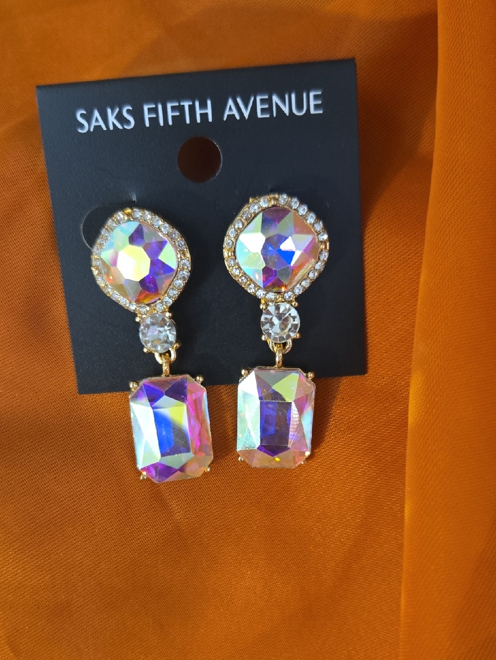 Saks Fifth Avenue Gold Iridescent Prism Drop Earrings